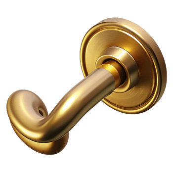 harmonious hypnotic Door handle brass lever, NO BACKGROUND with Transparent Background. premium png