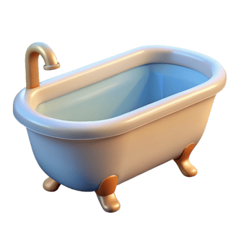 magnificent playful industrial Bathtub clawfoot style, NO BACKGROUND with Transparent Background. professional png