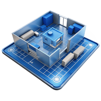 iconic artistic Architectural blueprint floor plan, NO BACKGROUND with Transparent Background. artisan png
