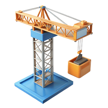hypnotic tranquil elegant Construction crane tower section, NO BACKGROUND with Transparent Background. high resolution png