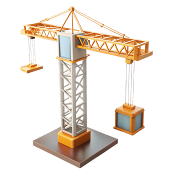 captivating organic Construction crane tower section, NO BACKGROUND with Transparent Background. refined png