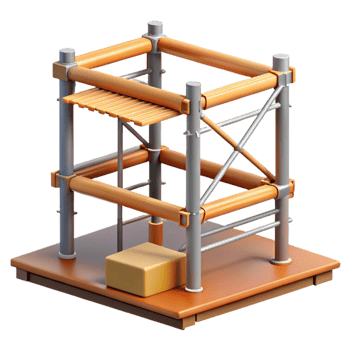 nostalgic picturesque Scaffolding frame and planks, NO BACKGROUND with Transparent Background. precision png