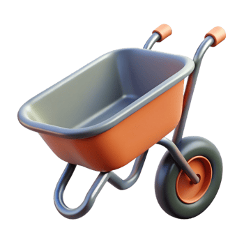 magnificent distinguished Wheelbarrow single wheel design, NO BACKGROUND with Transparent Background. png