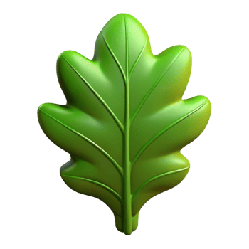 glorious inspired Large oak tree leaf, green NO BACKGROUND with Transparent Background. png