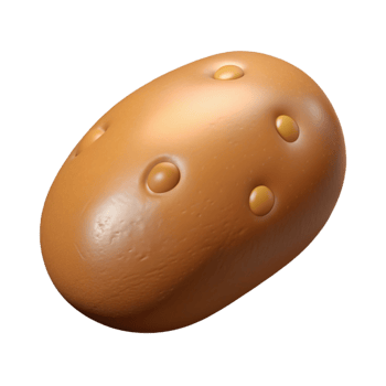 picturesque victorian Potato, brown, whole NO BACKGROUND with Transparent Background. high quality png