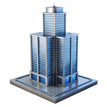 fascinating elegant Modern skyscraper architectural model, NO BACKGROUND with Transparent Background. flawless png