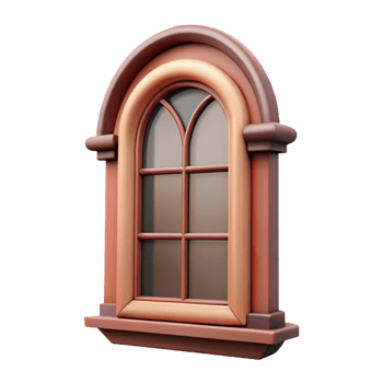 romantic immaculate Victorian window frame, NO BACKGROUND with Transparent Background. authentic png