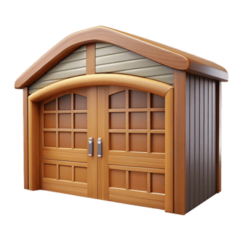 bold alluring Garage door, double, wooden, NO BACKGROUND with Transparent Background. 8K png