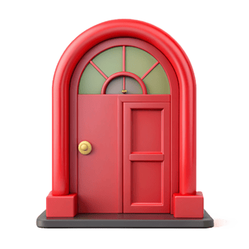 pristine passionate elegant Front door, red, classic, NO BACKGROUND with Transparent Background. original png
