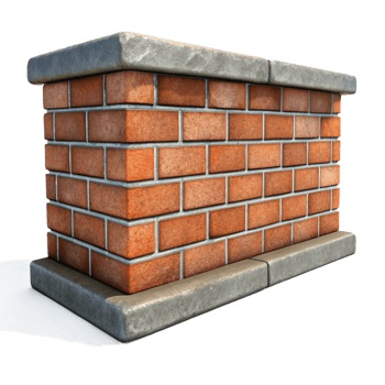 splendid geometric Brick wall section, weathered, NO BACKGROUND with Transparent Background. exclusive png