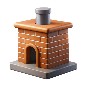 serene joyful avant-garde Chimney, brick, traditional, NO BACKGROUND with Transparent Background. museum quality png