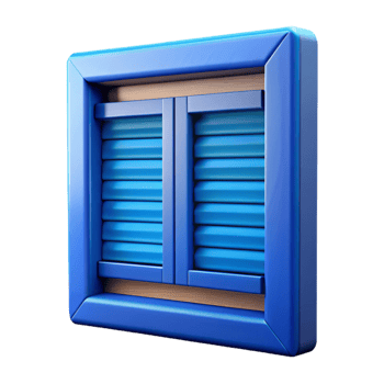 elegant energetic urban Window shutter, wooden, painted blue, NO BACKGROUND with Transparent Background. top-tier png