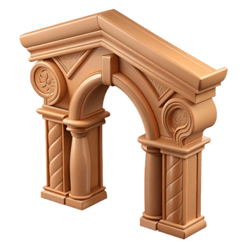 tranquil picturesque Architrave, carved wood, NO BACKGROUND with Transparent Background. crisp png
