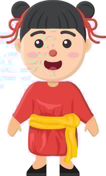 a cartoon chinese girl in traditional dress vector