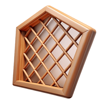 hypnotic dramatic abstract Lattice window, wood, diamond pattern, NO BACKGROUND with Transparent Background. flawless png