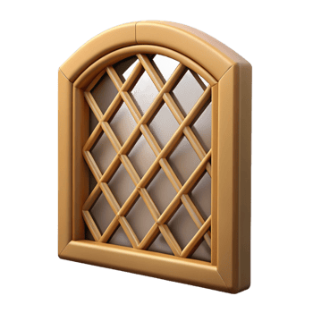 impressive bohemian Lattice window, wood, diamond pattern, NO BACKGROUND with Transparent Background. 4K png