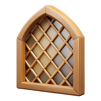 harmonious dazzling Lattice window, wood, diamond pattern, NO BACKGROUND with Transparent Background. 4K png