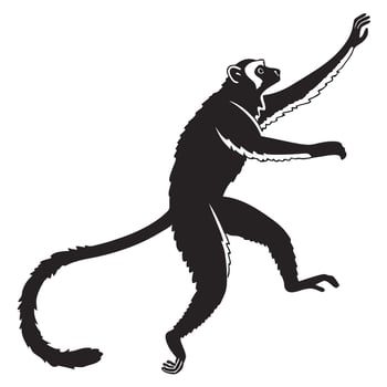 Silhouette Of A Saki Monkey Walking vector