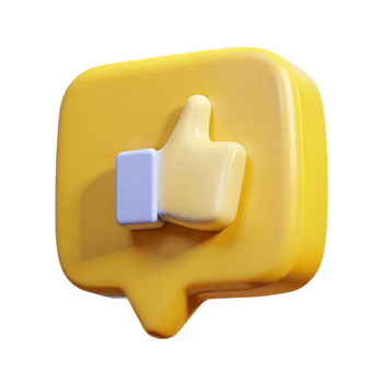 3D Render Speech Bubble with Thumb Up, Glossy, Modern, Minimal png