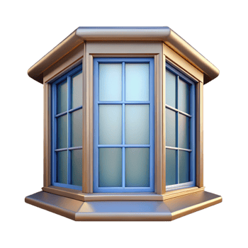 glorious elegant Bay window, three-sided, NO BACKGROUND with Transparent Background. genuine png