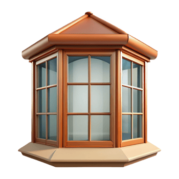romantic mesmerizing Bay window, three-sided, NO BACKGROUND with Transparent Background. top-tier png