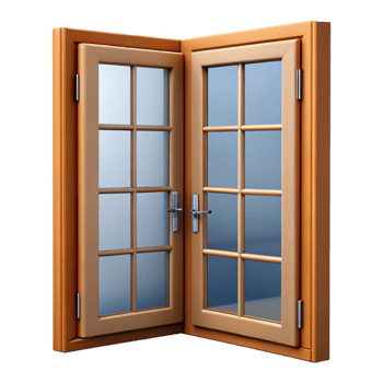 pristine standout French door, double, glass panes, NO BACKGROUND with Transparent Background. png