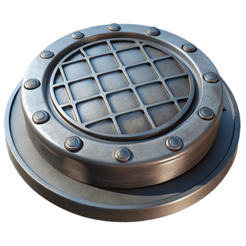 bold exquisite Manhole cover, iron, round, NO BACKGROUND with Transparent Background. museum quality png