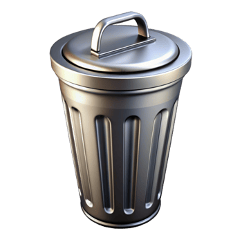 bold dramatic Trash can, metal, NO BACKGROUND with Transparent Background. 4K png
