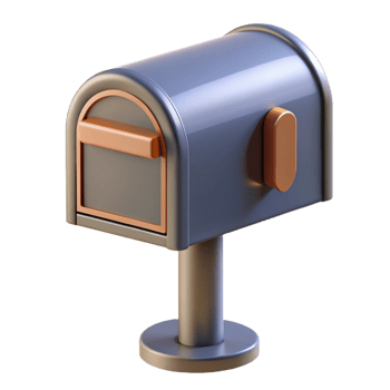 elegant nordic Mailbox, metal, freestanding, NO BACKGROUND with Transparent Background. high resolution png