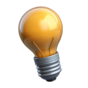 pristine modern A single, light bulb with a filament of energy. NO BACKGROUND with Transparent Background. 4K png