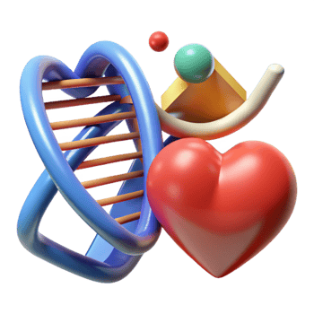 dynamic dramatic An abstract representation of health with a DNA helix and a heart. NO BACKGROUND with Transparent Background. museum quality png
