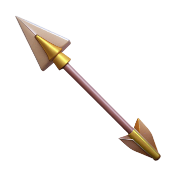 radiant unforgettable A single, sharp elven arrow with intricate fletching, NO BACKGROUND with Transparent Background. png