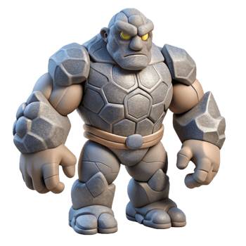 stunning timeless A powerful golem made of stone, NO BACKGROUND with Transparent Background. png