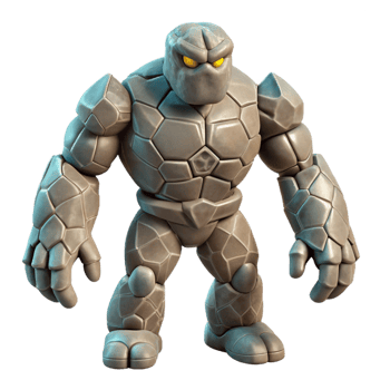 rare classic A powerful golem made of stone, NO BACKGROUND with Transparent Background. sharp png