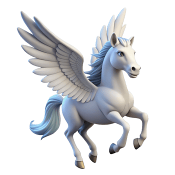 ethereal picturesque A graceful pegasus with feathered wings, NO BACKGROUND with Transparent Background. precision png