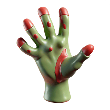 unforgettable gothic A single, decaying zombie hand reaching out, NO BACKGROUND with Transparent Background. top-tier png