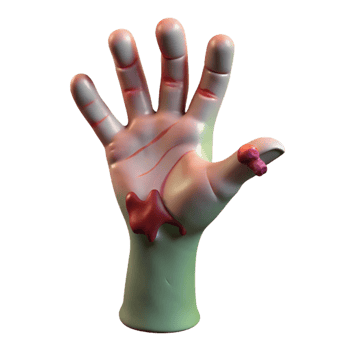 breathtaking memorable A single, decaying zombie hand reaching out, NO BACKGROUND with Transparent Background. png