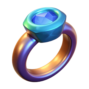 magnificent abstract A single, ancient, magical ring with a large gem, NO BACKGROUND with Transparent Background. 8K png