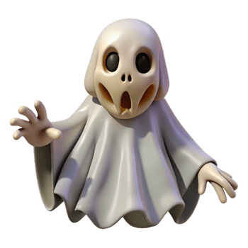enchanting melancholic contemporary A scary, skeletal ghost figure, NO BACKGROUND with Transparent Background. artisan png