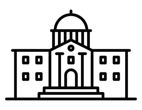 A black and white illustration of a building with a dome vector