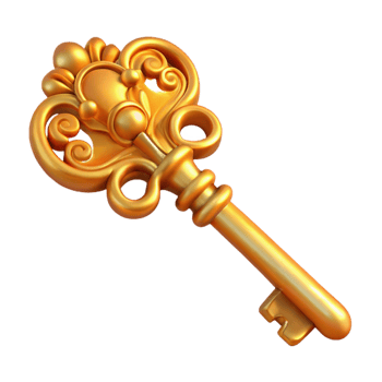 unforgettable gothic A vintage key with ornate details. NO BACKGROUND with Transparent Background. fine detail png