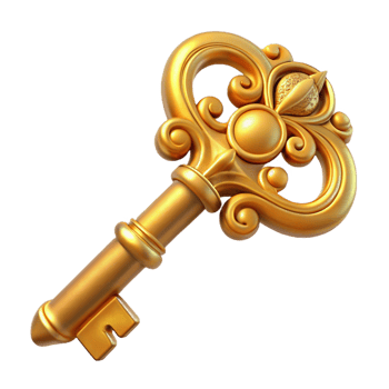 iconic artistic A vintage key with ornate details. NO BACKGROUND with Transparent Background. premium png