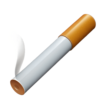 acclaimed minimalist A single, lit cigarette. NO BACKGROUND with Transparent Background. detailed png