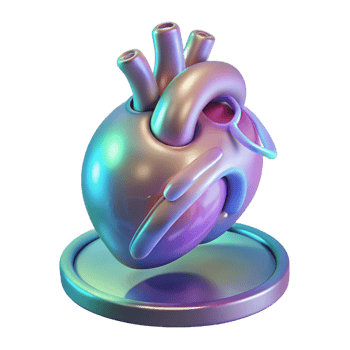majestic playful gothic Holographic display of a human heart rotating. NO BACKGROUND with Transparent Background. flawless png