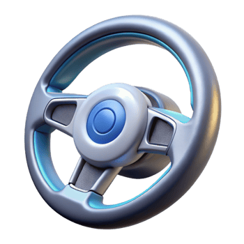 immaculate notable A sleek, futuristic sports car steering wheel. NO BACKGROUND with Transparent Background. png