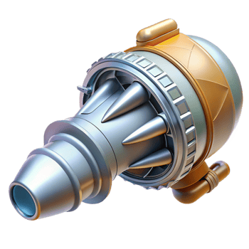 pristine rustic A highly detailed model of a spaceship engine nozzle. NO BACKGROUND with Transparent Background. professional png