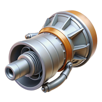 inspired impressionist A highly detailed model of a spaceship engine nozzle. NO BACKGROUND with Transparent Background. professional png