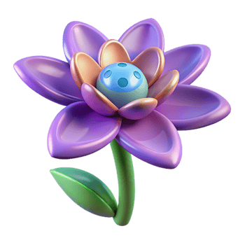 joyful sumptuous A single, genetically modified alien flower. NO BACKGROUND with Transparent Background. 8K png