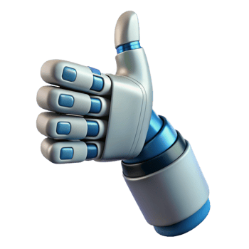wonderful distinguished A robotic hand giving a thumbs up gesture. NO BACKGROUND with Transparent Background. png