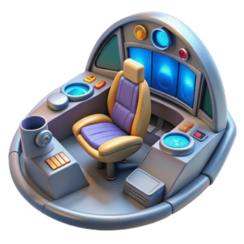energetic elegant A high-resolution model of a spaceship cockpit. NO BACKGROUND with Transparent Background. authentic png